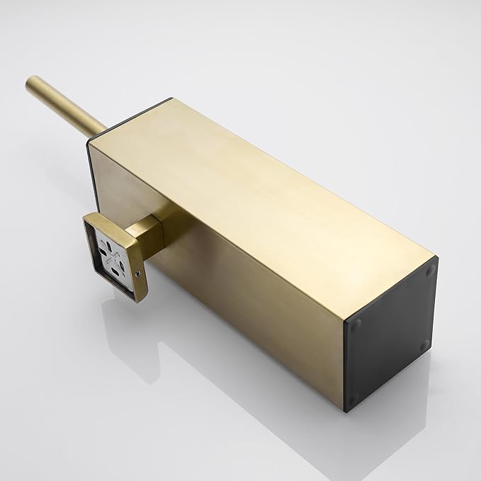 Toilet Brush Set - Brushed Gold Wall-Mounted Holder Cleaning Brush Head and Splash Guard