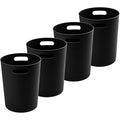 4 Pack Small Trash Can for Bathroom - 3 Gallon/12-Liter Wastebasket Round Plastic Garbage Container Bin for Bedroom Office Black.