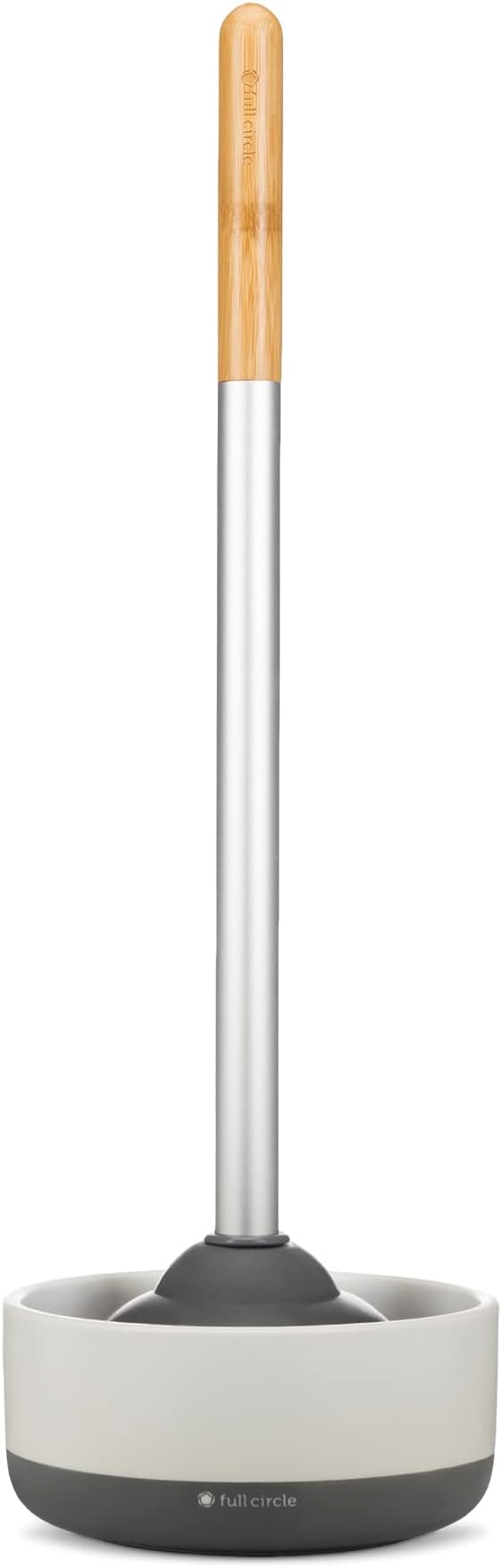 Full Circle Royal Plunge - Bathroom Toilet Plunger with Ceramic Holder and Instant-Dry Coating for Mold &amp Mildew Prevention Easy to Clean &amp More Hygenic White