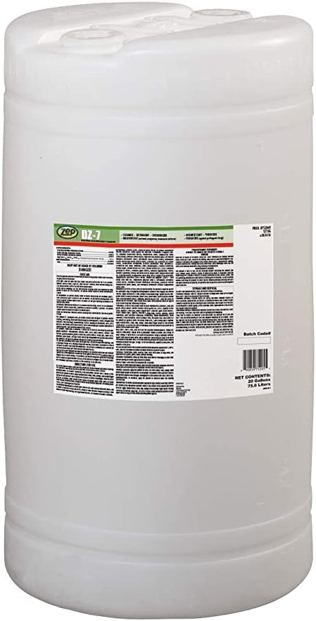 Zep DZ-7 Neutral Disinfectant Cleaner - 20 Gallon (1 Unit) 752049 - Phosphate-Free Formulation Designed to Provide Effective Cleaning Deodorizing and Disinfection