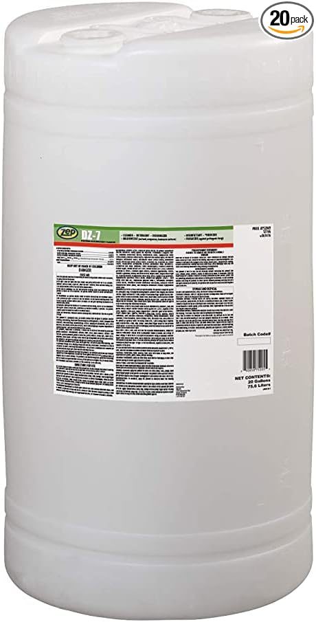 Zep DZ-7 Neutral Disinfectant Cleaner - 20 Gallon (1 Unit) 752049 - Phosphate-Free Formulation Designed to Provide Effective Cleaning Deodorizing and Disinfection