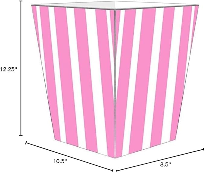 Marye-Kelley WB8420 - Pink Stripe with Green Monogram Wastepaper Basket
