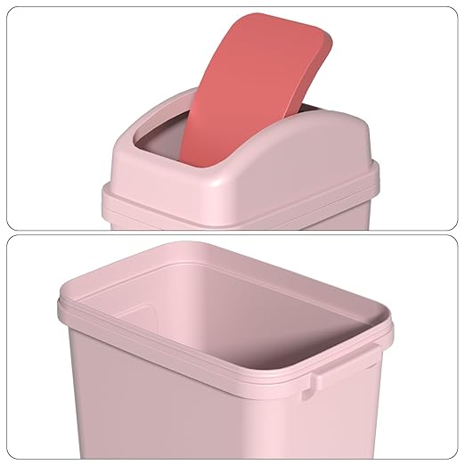 7 Liter Bathroom Slim Trash Can Small Swing Top Lid Garbage Can Pink
