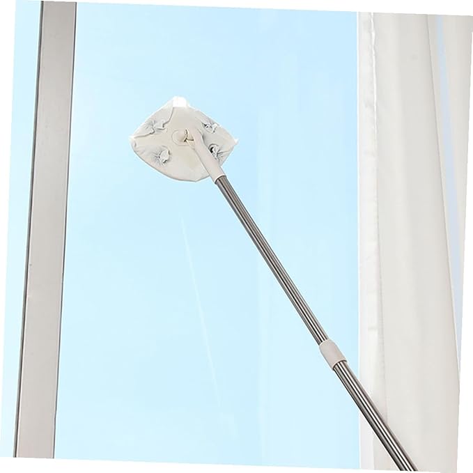 SUPVOX Retractable Dust Mop with Rotatable Triangle Head No Washing Handheld Household Cleaning Mop White for Home Use