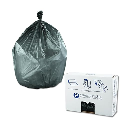 Inteplast Group High-Density Interleaved Commercial Can Liners 60 Gal 12 Microns 38 X 60 Black 200/carton