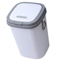 Press-Top Trash Can with Lid 13L Grey Plastic Wastebasket for Bathroom Kitchen Living Room Design Small Garbage Bin for Home Organization