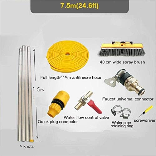 Telescopic Pole Kit Cleaning Brush4.5-12m Window Cleaning Pole Water Fed Telescopic Brush Extendable Cleaner Conservatory Roof Cleaning Photovoltaic and Solar Panels/7.5m/24.6ft (7.5m/24