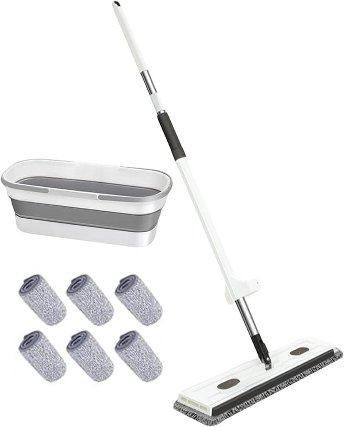 Rotating Floor Mop - Versatile Cleaning System Wide Lightweight Microfiber Material Living Room Cleaner Dormitory Dust Remover Garage Sweeping Tool | Flat Mop with Washable Pad for Apartment