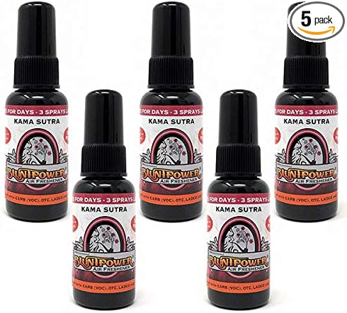 BluntPower (Kama Sutra 5 Pack) Concentrated Air Freshener - Premium Oil Based Air Freshener Spray For Home and Car - Long-Lasting Bathroom Spray &amp Odor Eliminator