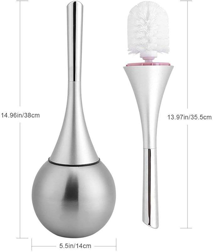 Creative European Wash Toilet Brush Set Compact Bathroom Toilet Bowl Brush Stainless Steel Base Silver