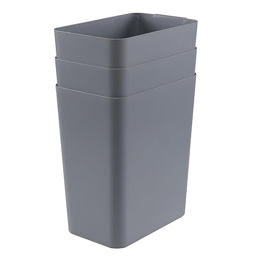 Xyskin Grey Plastic Trash Can Garbage Container Bin Trash Wastebasket 4.5 Gallon 3 Pack