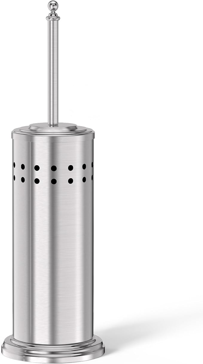 DOWRY Anti-Hand Off Toilet Plunger with Holder for BathroomPowerful Efficient Force Suction CupHeavy Duty Deep Cleaning Nickel