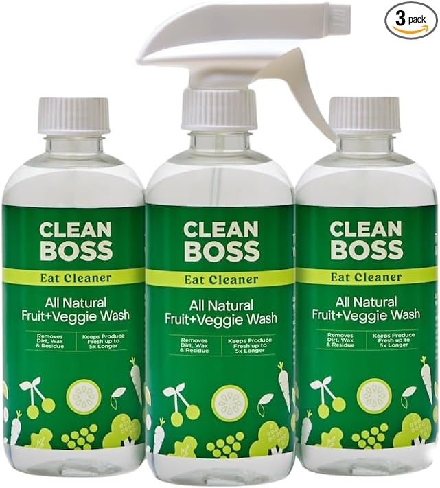 CleanBoss - Eat Cleaner 12 oz (3 Pack) with one Trigger - Keeps Produce Fresh Vegan Gluten Free