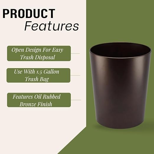 SEDLAV Metal Wastebasket Bronze