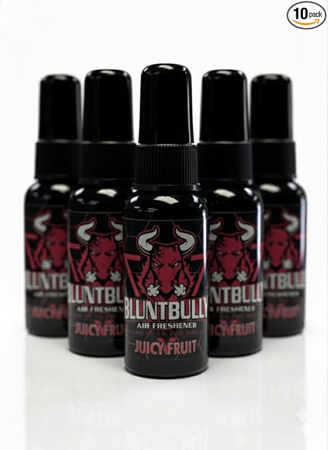 Blunt Bully Air Freshener (Juicy Fruit) (10 Pack) Premium Oil Based Air Freshener Spray. Long-Lasting Room Bathroom Office &amp Car Scent | Eliminates Odors from Smoke Pets &amp More