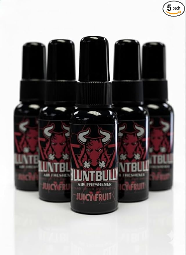 Blunt Bully Air Freshener (Juicy Fruit) (5 Pack) Premium Oil Based Air Freshener Spray. Long-Lasting Room Bathroom Office &amp Car Scent | Eliminates Odors from Smoke Pets &amp More
