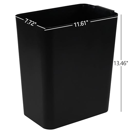 4.5 Gallon 3 Pack Rectangular Plastic Wastebasket Small Garbage Bin Slim Trash Can for Kitchen Bathroom Office Black