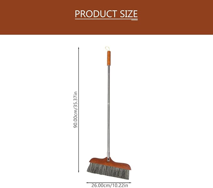 Yardwe Horse Tail Broom House Brooms for Sweeping Indoor Floor Broom Outdoor Broom Cleaning Broom Set Long Handle Cleaning Broom Garbage Wiper Household Office Horsetail Hair