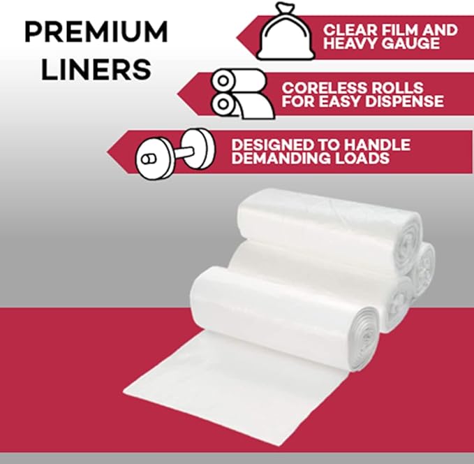 Dealmed Trash Bag | Made in USA | 20-30 Gallon 30 x 36 1 mil Clear | 25/Roll 10/Case