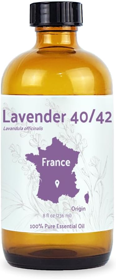 Lavender 40/42 Essential Oil Direct from France - Essential Oil for Candle Making and Soaps - Pure Lavender 40/42 Oil for Aromatherapy Skincare Haircare Perfumes (8oz)