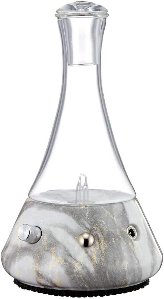 Opulence - Nebulizing Diffuser for Essential Oil/Aromatherapy with Ceramic Base and Touch Sensor Light Switch - Premium Home &amp Professional Use - No Heat No Water No Plastic … (Grey Marble)