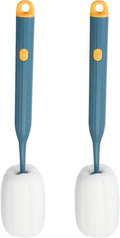 2 Pcs 10.7 Inch Bottle Cleaner Brush Soft Spon Plastic Handle Dark Blue