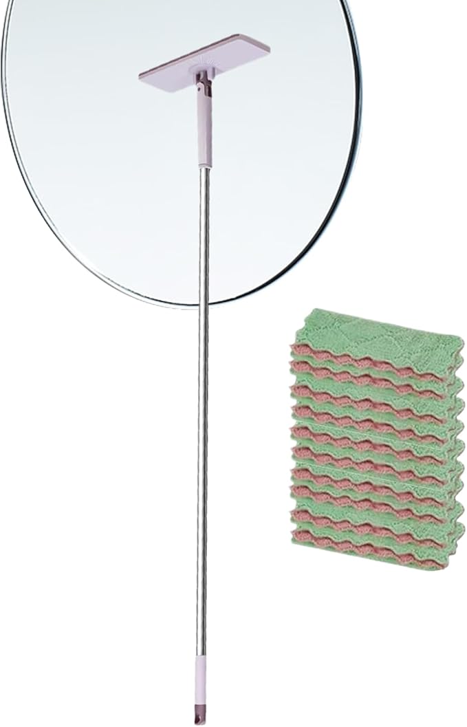 Flat MopRotating Head Long Handle with Cloths - Flat Mop with Washable Pads | for Home Kitchen Bathroom Bedroom Living Room Hardwood Laminate Tile Glass Window