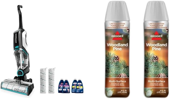 Bundle of BISSELL CrossWave Cordless Max All in One Wet-Dry Vacuum Cleaner and Mop for Hard Floors and Area Rugs Black 2554A + BISSELL Limited Edition Woodland Pine Multi-Surface Wash Formula Pine