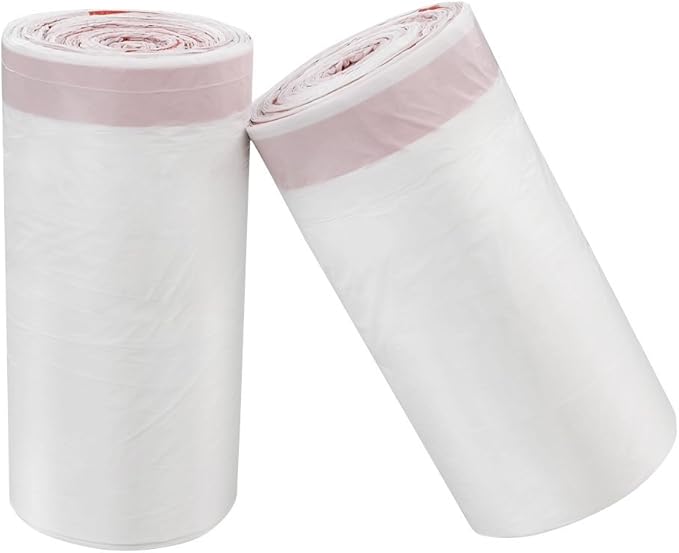 30 Gallon Drawstring Trash bags White 65 Counts