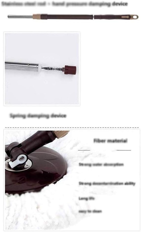 MopHome Free-Hand Washing Mop Hand Pressure Device Spring Shock Absorption Design Spin Send 2 Microfiber Heads Pedal