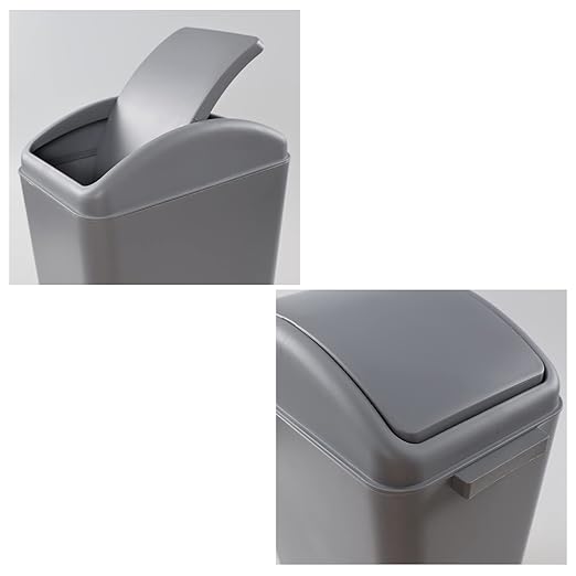 3 Pack 4.5 Gallon Plastic Garbage Can with Swing Lid Swing-top Trash Bin Gray