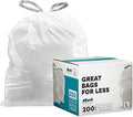 Plasticplace Custom Fit Trash Bags Compatible with Simplehuman Code L (200 Count) White Drawstring Garbage Liners 4.8 Gallon / 18 Liters 16.75 x 24.5
