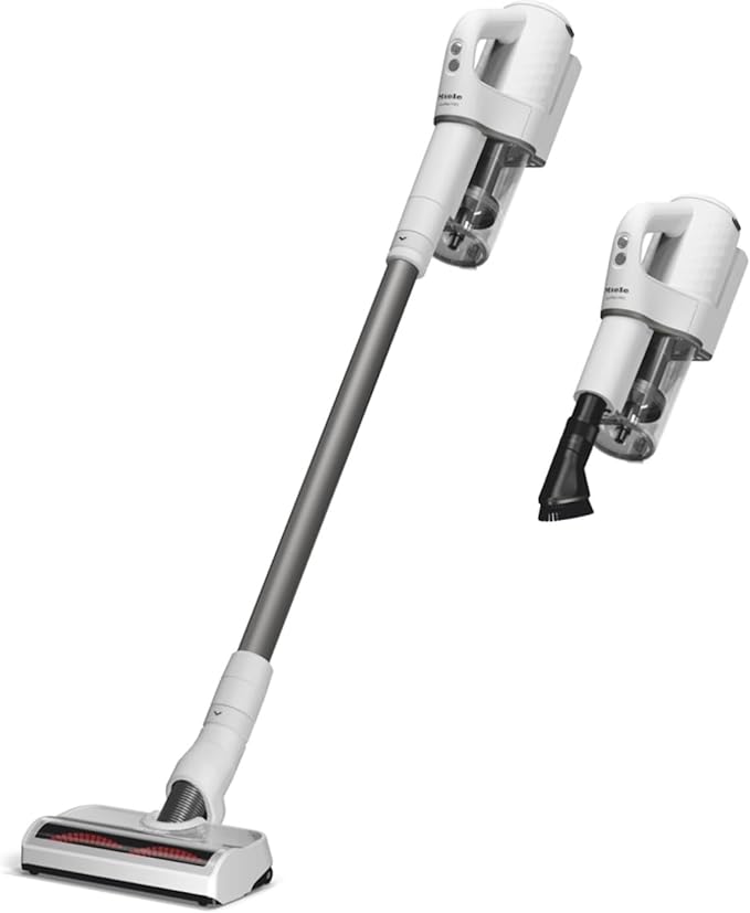 Miele Duoflex Extra Vacuum Cleaner Cordless and Bagless Multi-Use Multi-Floor Flexible Stick Vacuum with 2 Attachable Brushes in Brilliant White / Space Grey