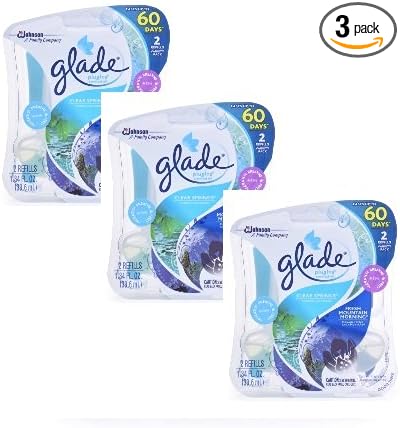 Glade PlugIns Scented Oil Air Freshener Refill Clear Springs &amp Fresh Mountain Morning 2Count 1.34 oz (Pack of 3)