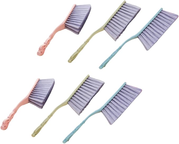 6pcs Household Cleaning Brushes with Hollow Handle Thickened Sofa and Bed Dusting Tools Multi-Color Pack for Furniture and Upholstery Cleaning