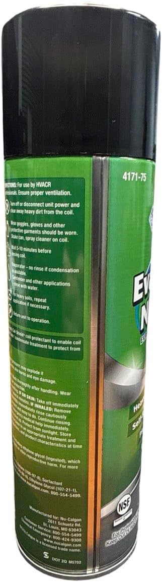 Fyzio replacement for Nu-Calgon 4171-75 Evap Foam No Rinse Coil Cleaner 18 oz Aerosol – Self-Rinsing Foaming Evaporator Coil Cleaner for AC &amp Mini Split Systems (12 Can(s))