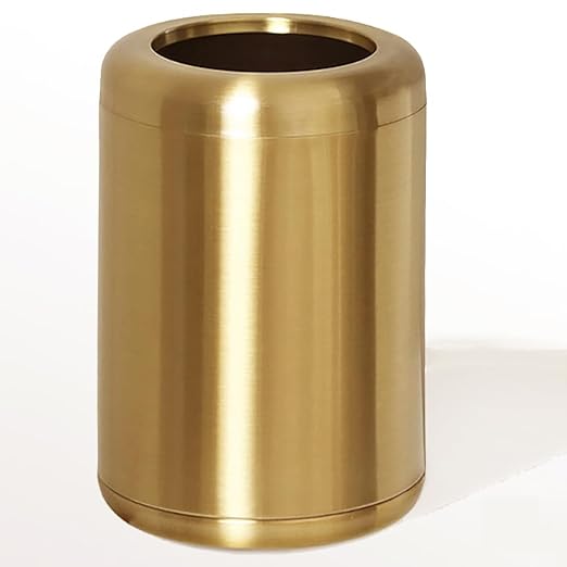 10 L/2.6GallonBrass Trash canBrushed Bathroom Trash Can Gold Wastebaske for BathroomLiving RoomOfficeKitchenBedroomHotel (Gold)