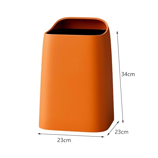 MagiDeal Waste Basket Trash Can Household Modern 10L Dust Bin Open Top Garbage Bin for Bathroom Office Kitchen Laundry Bedroom Orange