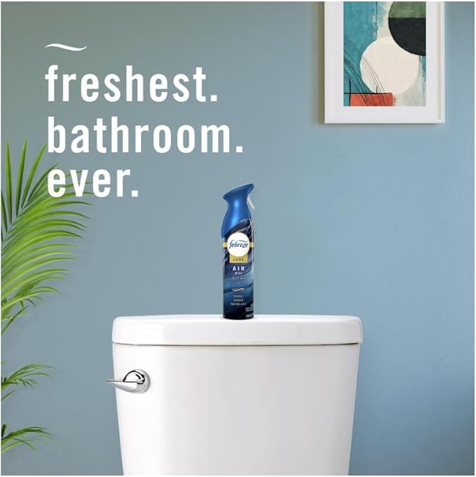 FebreezAir Mist Air Freshener Spray Odor-Fighting Room Spray Air Fresheners for Home and Bathroom and Kitchen Aerosol Can Ocean Scent 8.8oz Counts of 3