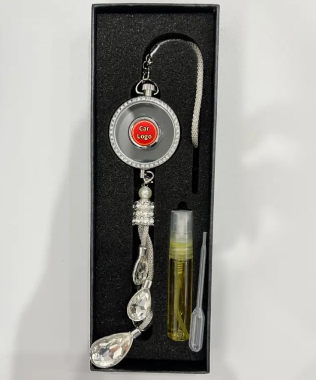 Luxury Car Air Freshener Pendant-Crystal Tassel Design with Refillable Perfume Bottle -Rearview Mirror Hanging Diffuser-Compatible with Mercedes-Benz Cars-Elegant Interior Decoration (Rose)