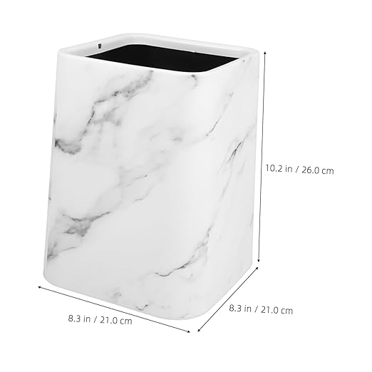 PRETYZOOM Modern Marble Pattern Trash Can Double Layer Kitchen Waste Basket Opening for Easy Disposal Material for Home Office