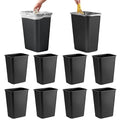10 Pack Recycle Wastebasket 41 Qt./10 Gallon Rectangular Wastebasket/Trash Can Kit - Space Saving Recycling Bin Narrow Spaces in Commercial Kitchen Home Office and Dorm - Black
