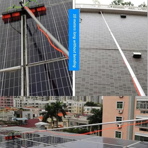 Glass Cleaning Brush Home Water Fed Telescopic Pole Kit Solar Panel Brush Rotating for Photovoltaic PanelTelescopic Window Cleaning Brush Kit - Adjustable Water Fed Pole for Solar Panel Cle