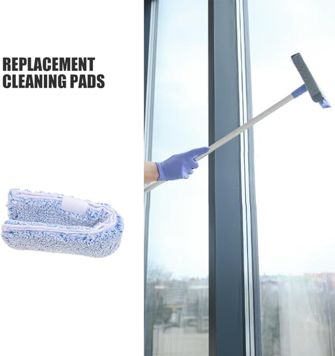 OUNONA Replacement Window Scrubber Pads 4-Pack Reusable Microfiber Cleaning Sleeves for Glass Windows Bathroom Mirrors and Tabletops 14.17X2.75X2.75 Inches