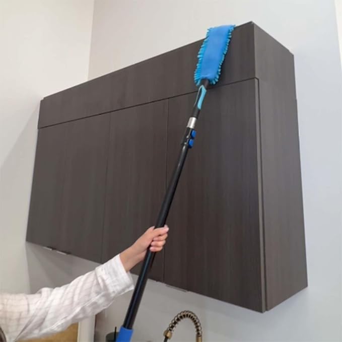 20 Foot Fan Cleaner High Ceiling 2 Cobweb Dusters with Heavy Duty Extension Pole Window Squeegee Kit Household Cleaning Gloves(12ft)