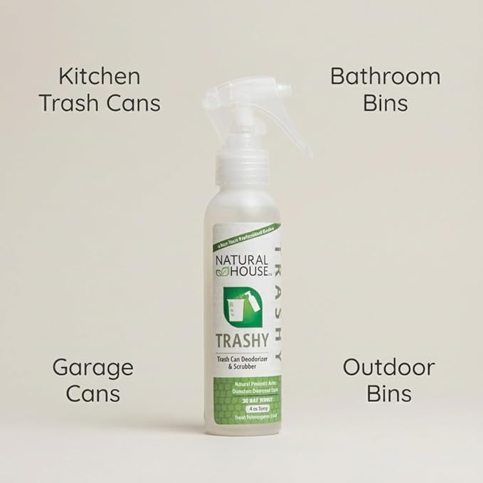 Natural House Trashy - Probiotic Trash Can Deodorizer Spray - Plant-Based Odor Remover - Non-Toxic - Botanical Scent - 128 oz