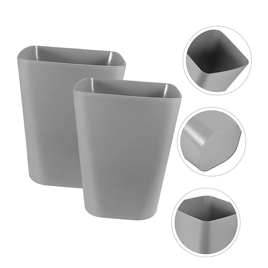 Ciieeo 2pcs Compact Office Trash Can Simple Square Wastebasket for Bedroom Bathroom and Living Versatile Grey Containers for Clean Spaces