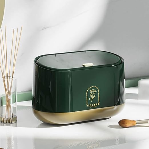 Simple Desktop Trash can with lid Plastic Wastebasket Rectangular Mini Garbage bin Press Type with Garbage Bag Bedroom Office Practical