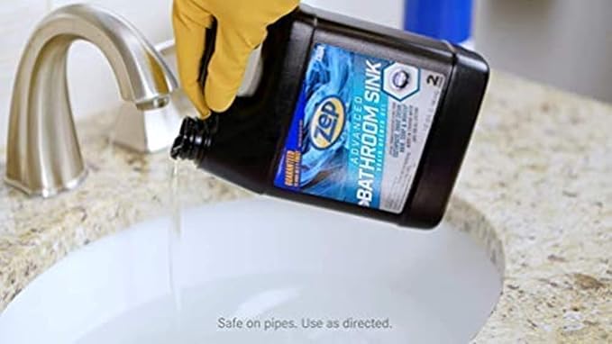 Zep Drain Defense Pipe Build-Up Remover - 64 Ounces - ZLDC648 &amp Advanced Bathroom Sink Drain Opener Gel - 32 Ounce - U49310 - Formulated for Toothpaste