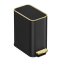 TIPGO Small Bathroom Trash Can with Lid Soft Close Step Pedal 5 Liter / 1.3 Gallon Stainless Steel Trash Bin Slim Garbage Cans for Toilet Office Bedroom (Black)
